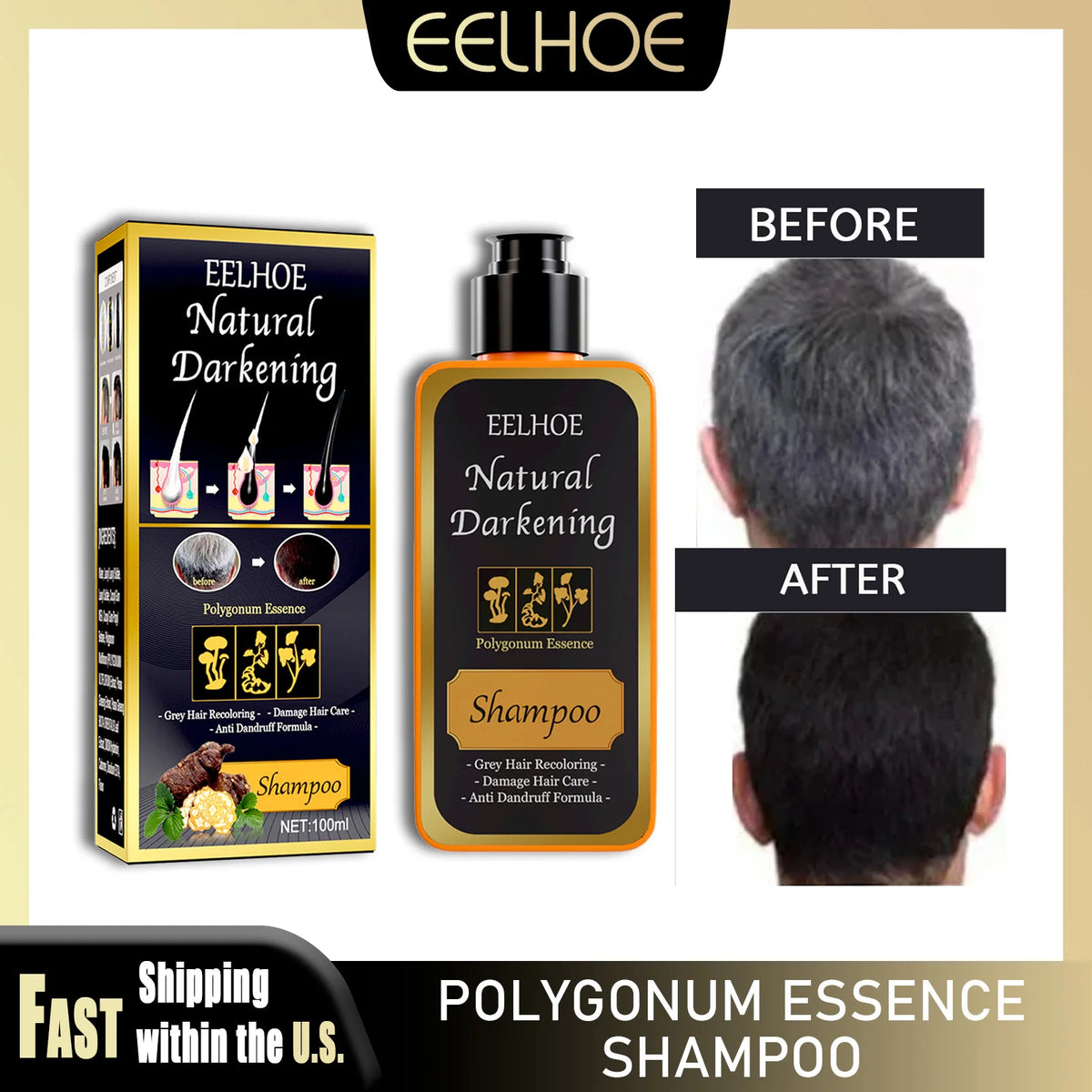 Herbal Black Dye Shampoo Hair Coloring Care