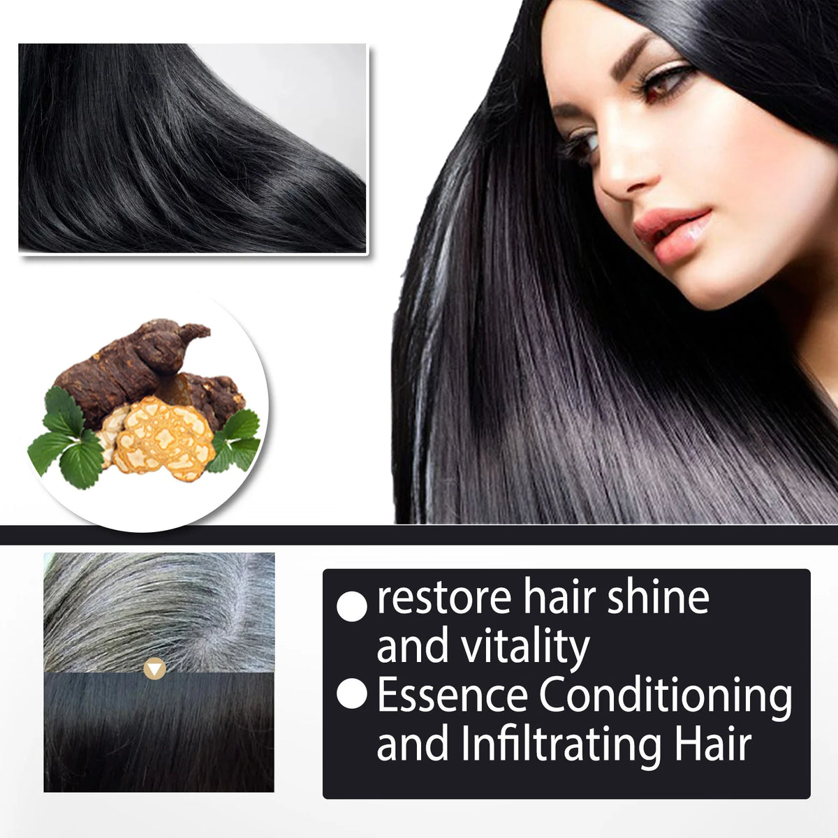 Herbal Black Dye Shampoo Hair Coloring Care