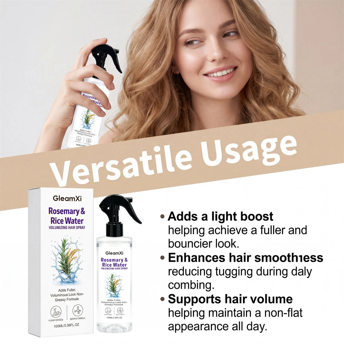Rice Water Natural Hair Spray Lightweight Formula