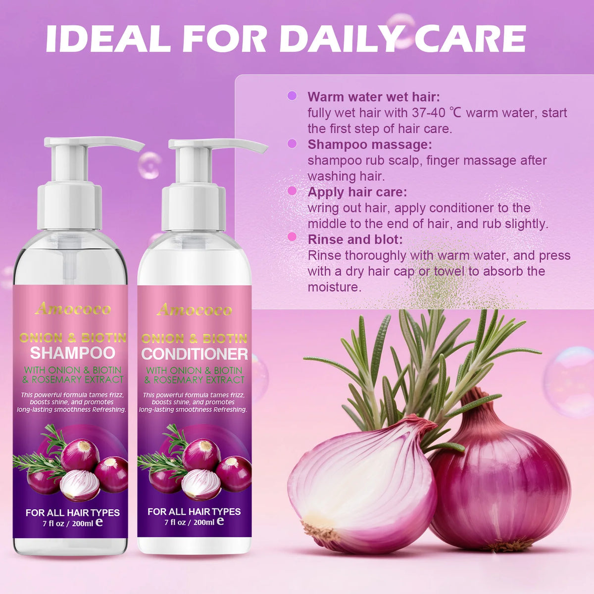 Onion Biotin Rosemary Shampoo Conditioner Set