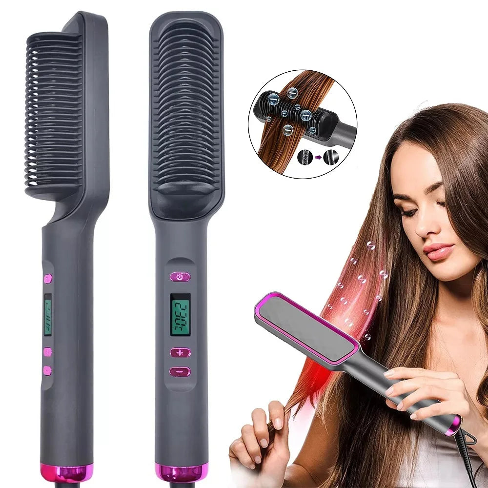 Electric Hot Comb Negative Ion Hair Straightening Brush