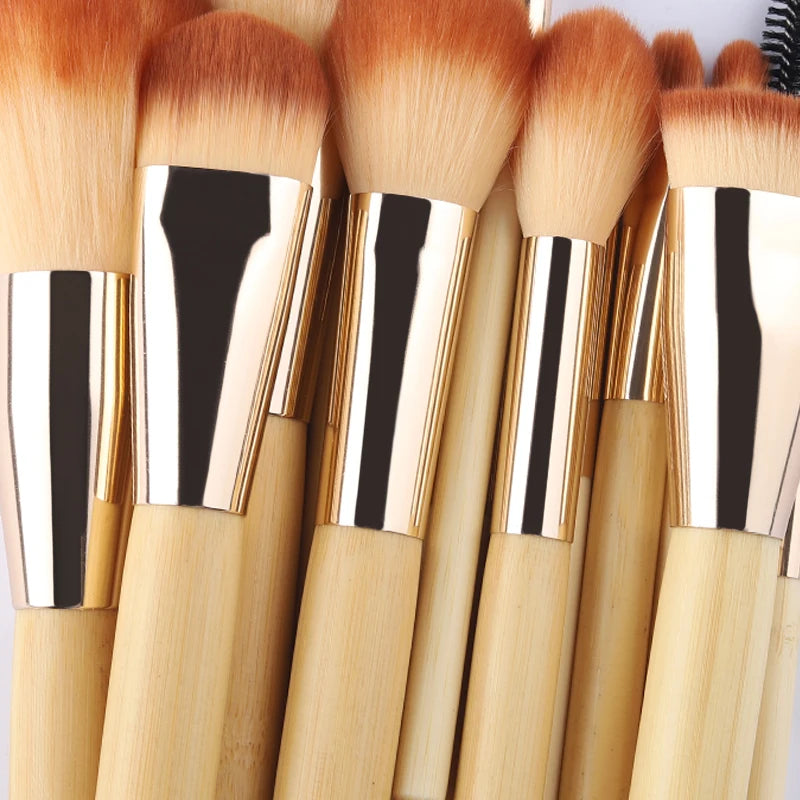 18 Piece Bamboo Makeup Brushes Eyeshadow Foundation Blush Set