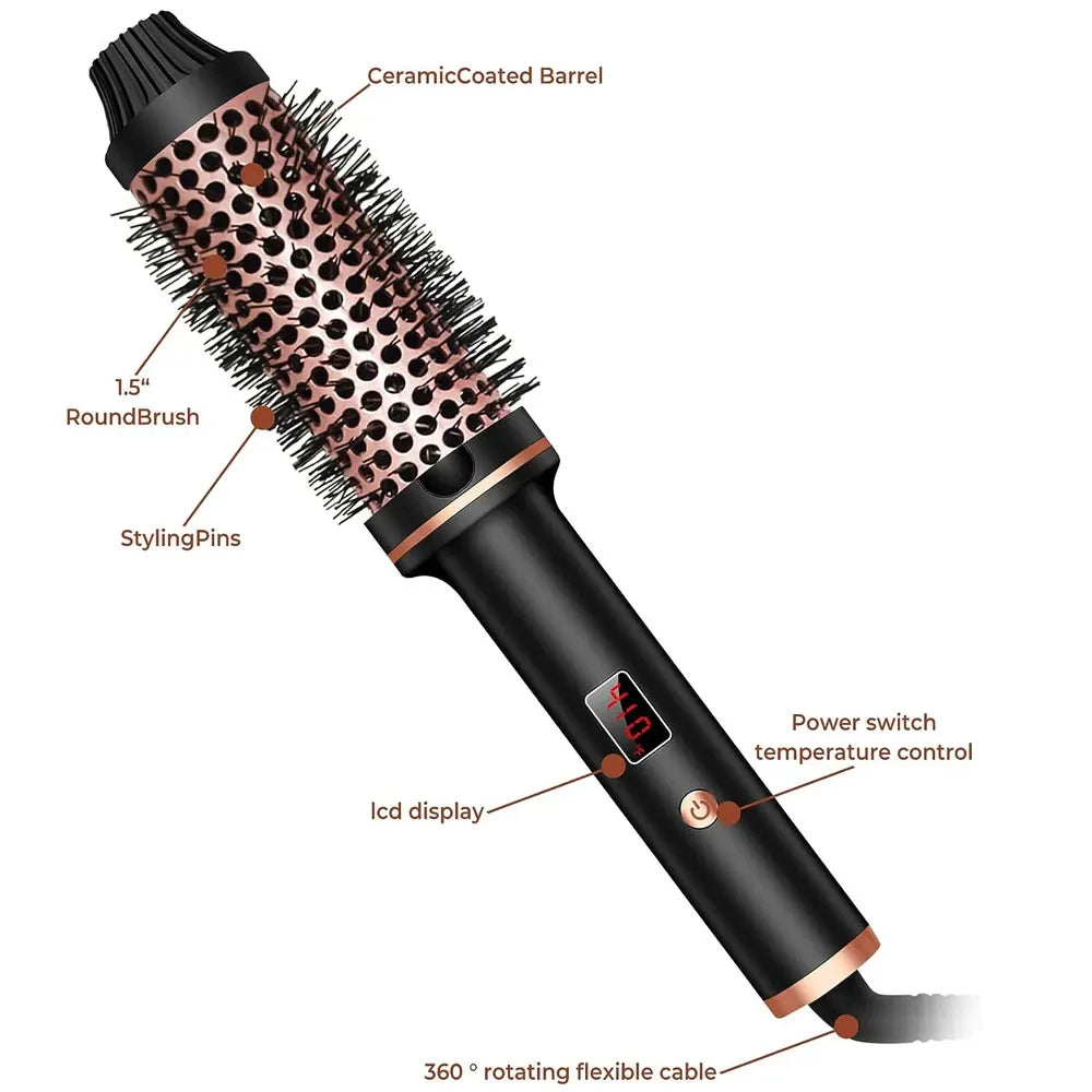 Three In One Ionic Hair Curler Straightener Styling Brush