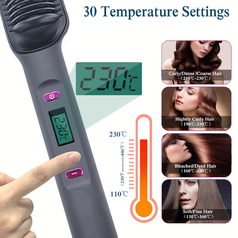 Electric Hot Comb Negative Ion Hair Straightening Brush