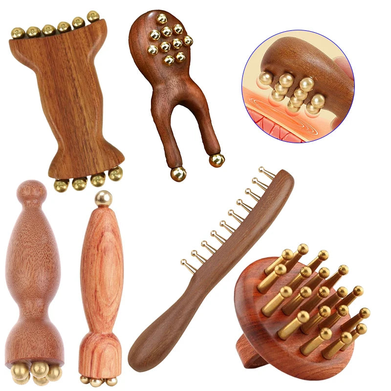 Copper Sandalwood Meridian Massage Comb Scalp Guasha Tool