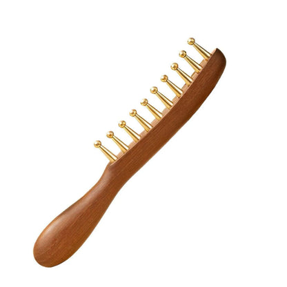 Copper Sandalwood Meridian Massage Comb Scalp Guasha Tool