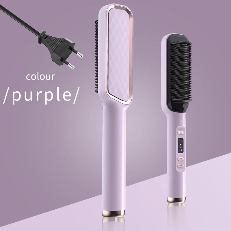 Electric Hot Comb Negative Ion Hair Straightening Brush