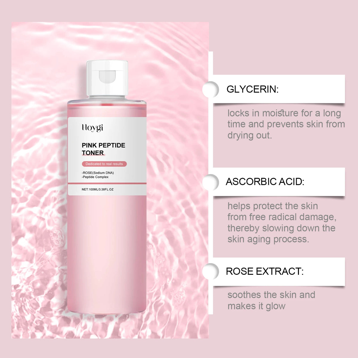 Rose Essence Peptide Toner Moisturizing Facial Care
