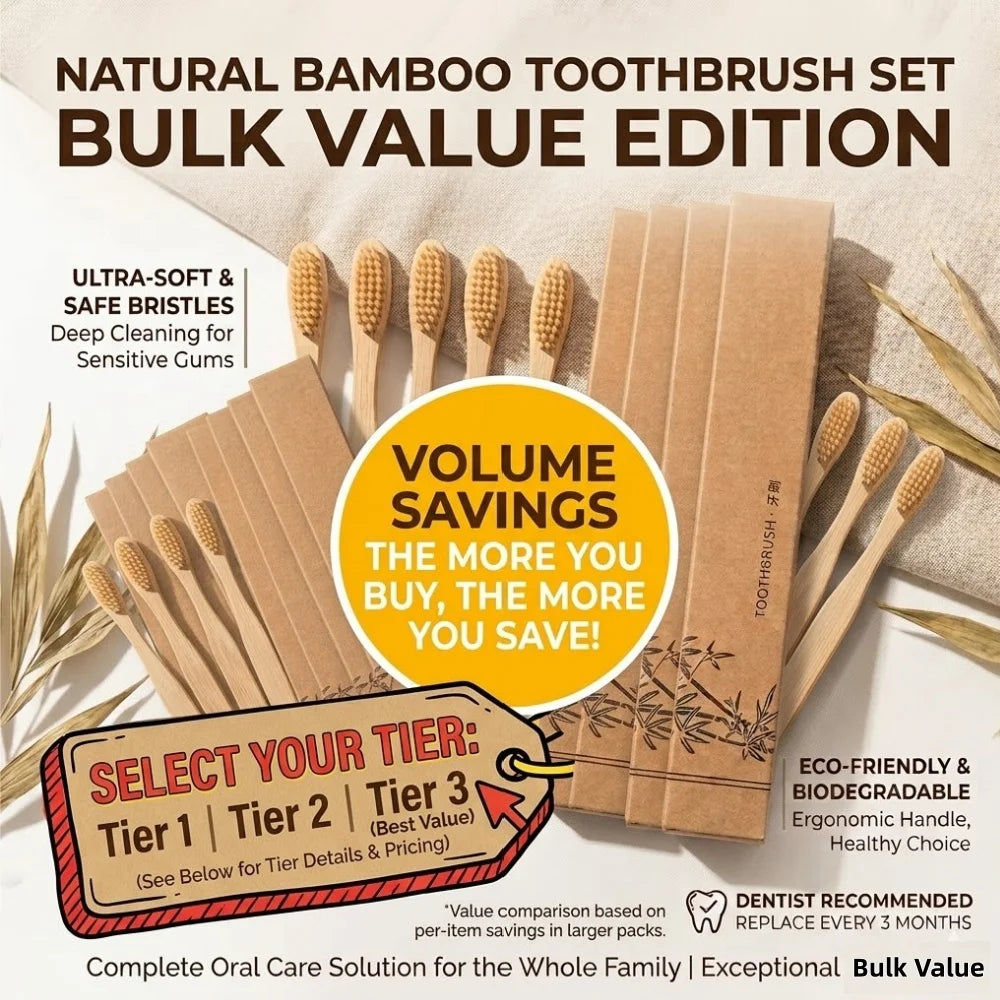 Natural Bamboo Toothbrush Biodegradable Eco Friendly Oral Care