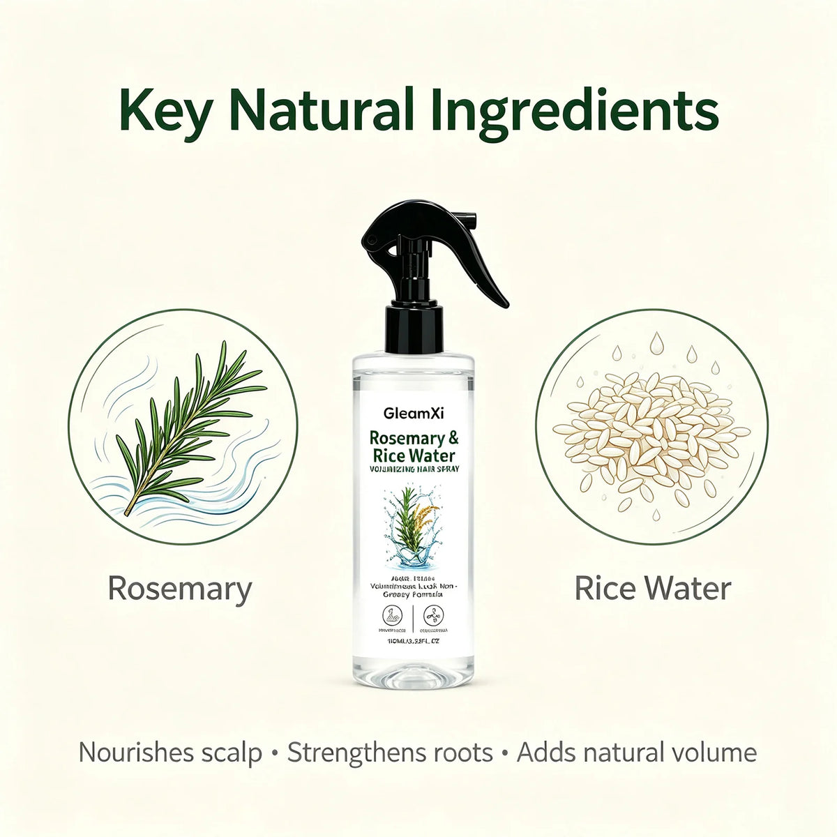 Rice Water Natural Hair Spray Lightweight Formula