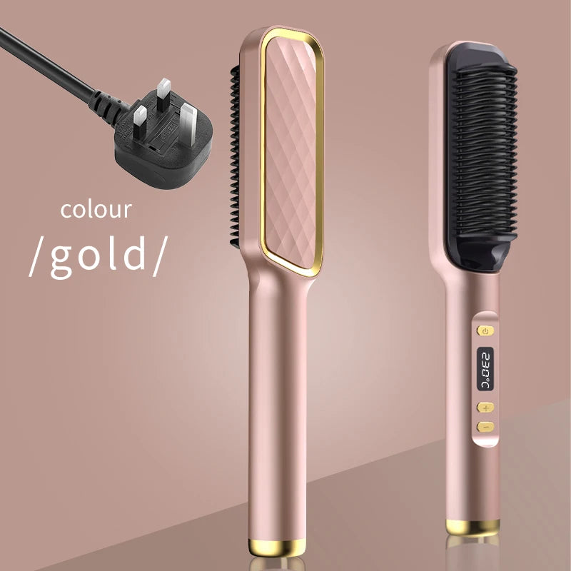 Electric Hot Comb Negative Ion Hair Straightening Brush
