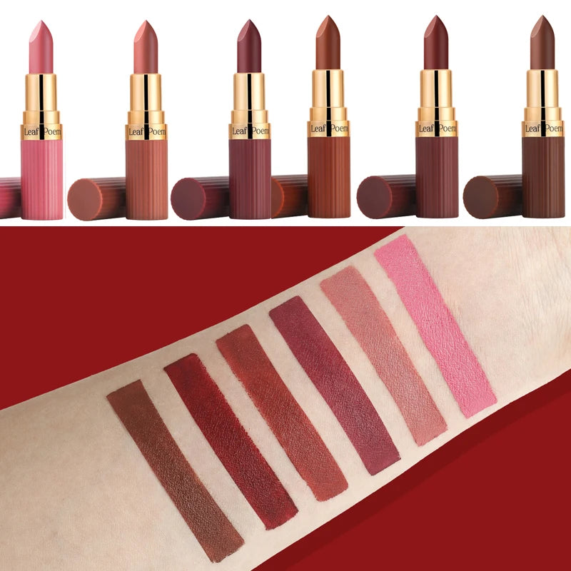 Six Color Matte Velvet Lipstick Nude Coffee Makeup