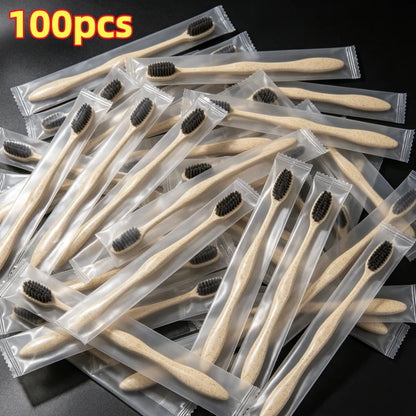 100 Piece Hotel Disposable Bamboo Charcoal Toothbrush Set