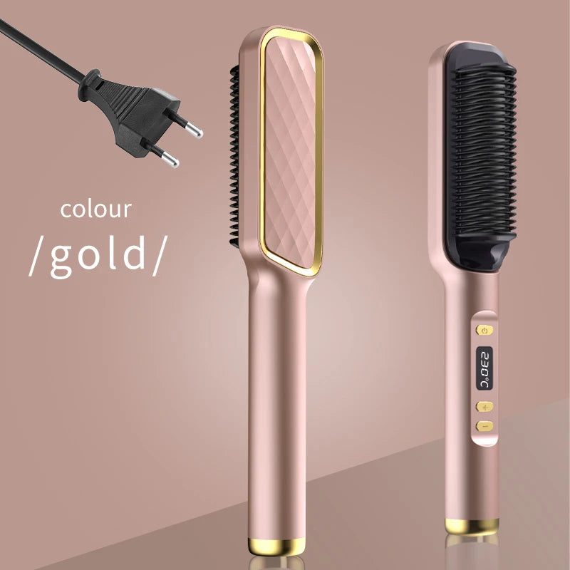 Electric Hot Comb Negative Ion Hair Straightening Brush