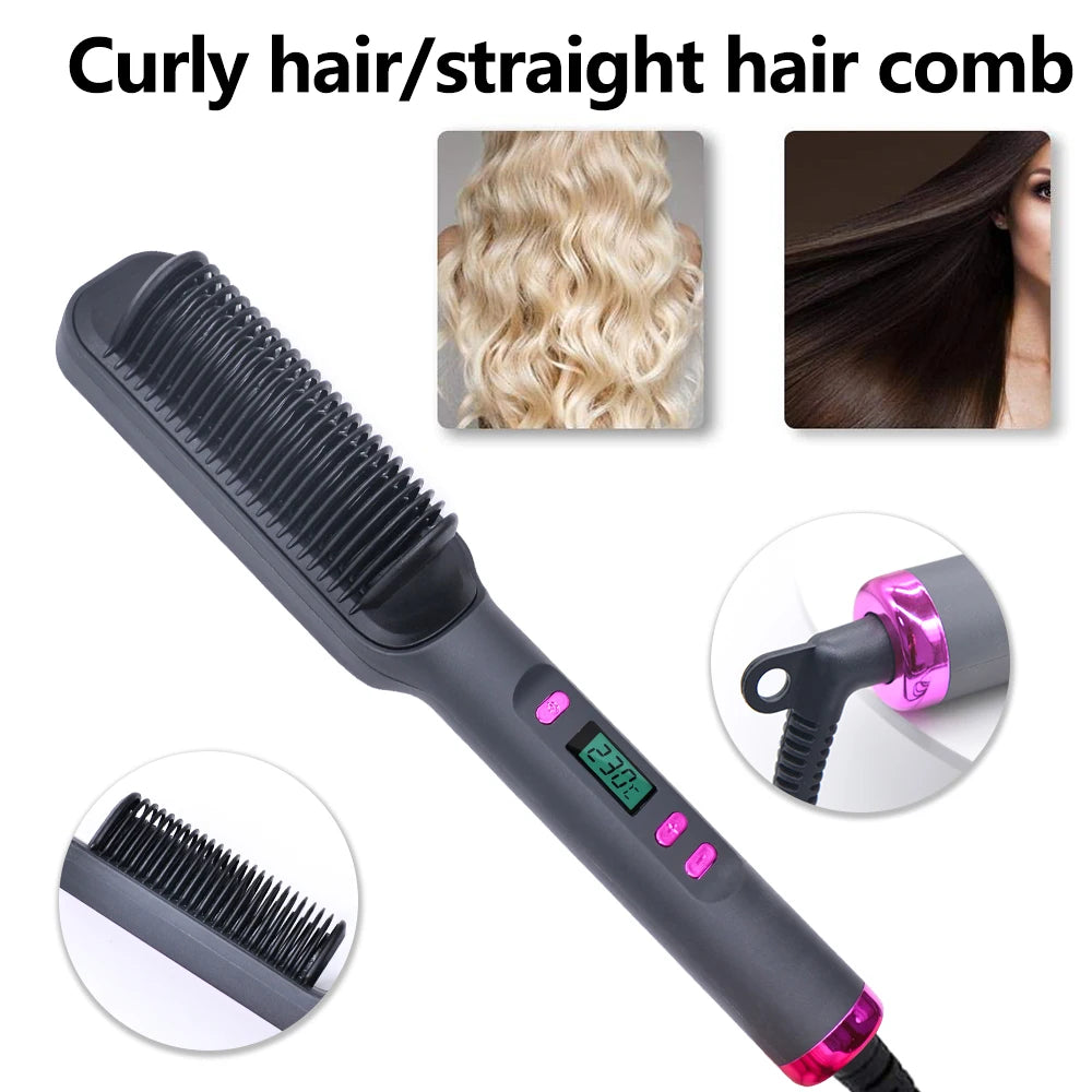 Electric Hot Comb Negative Ion Hair Straightening Brush