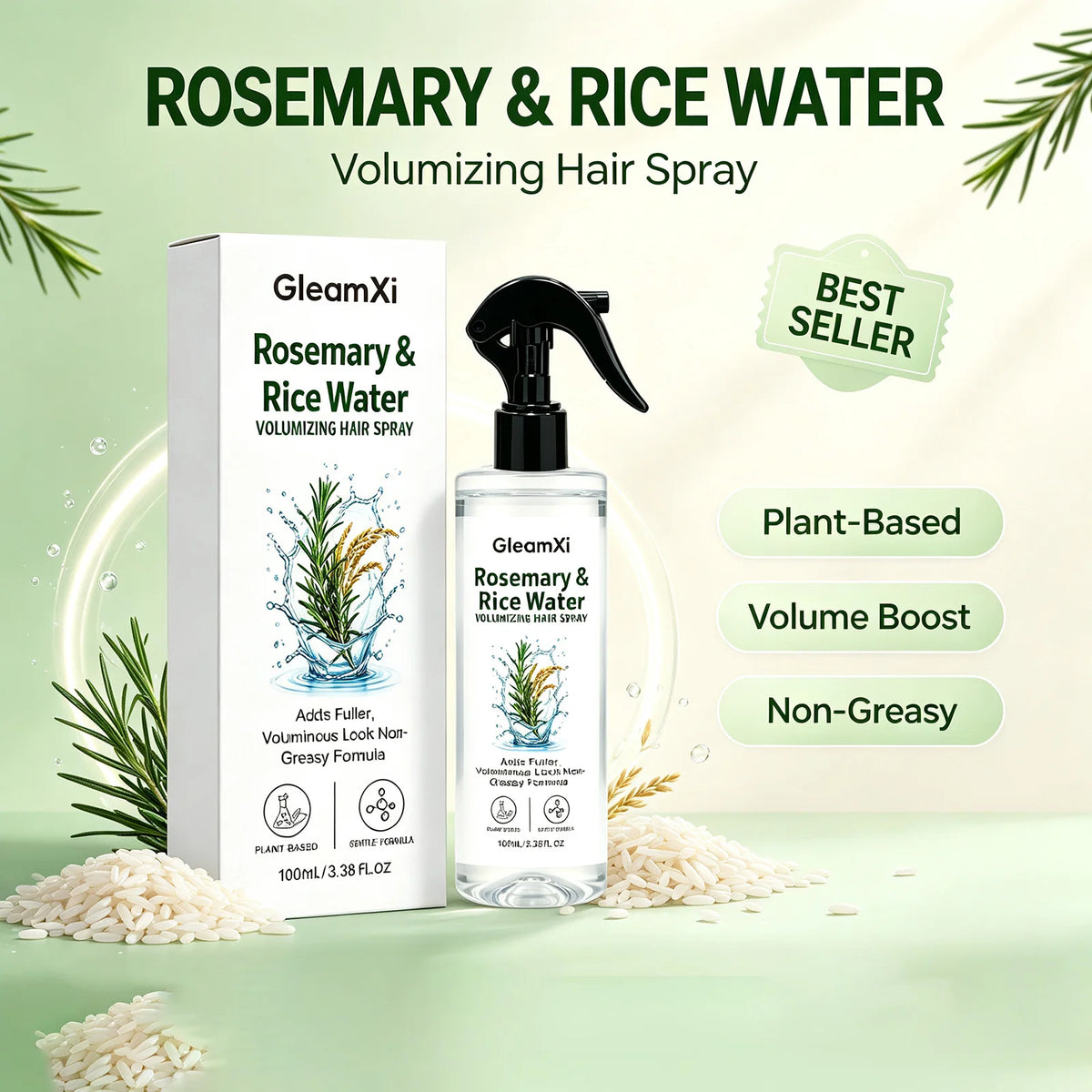 Rice Water Natural Hair Spray Lightweight Formula