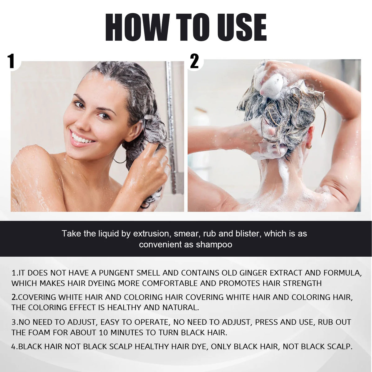 Herbal Black Dye Shampoo Hair Coloring Care