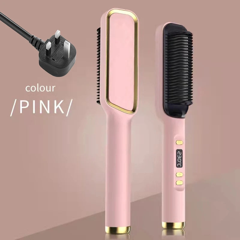 Electric Hot Comb Negative Ion Hair Straightening Brush
