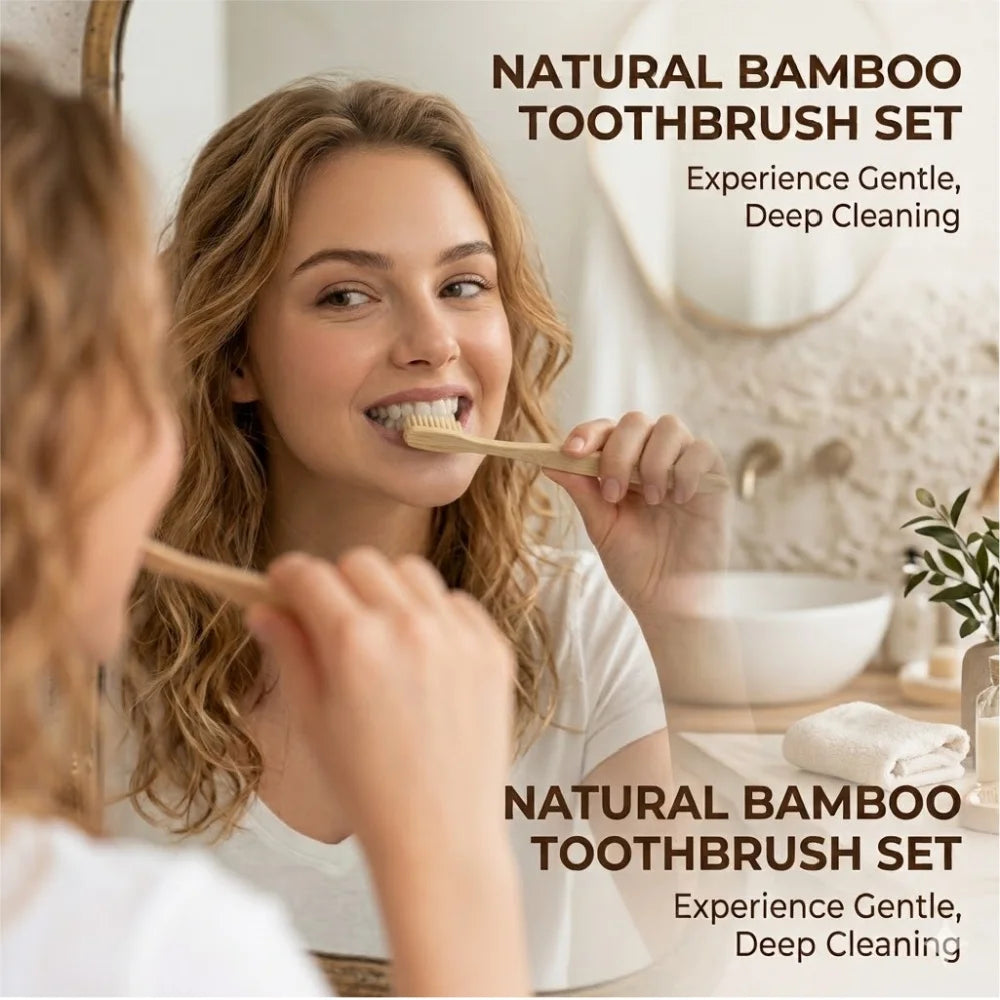 Natural Bamboo Toothbrush Biodegradable Eco Friendly Oral Care