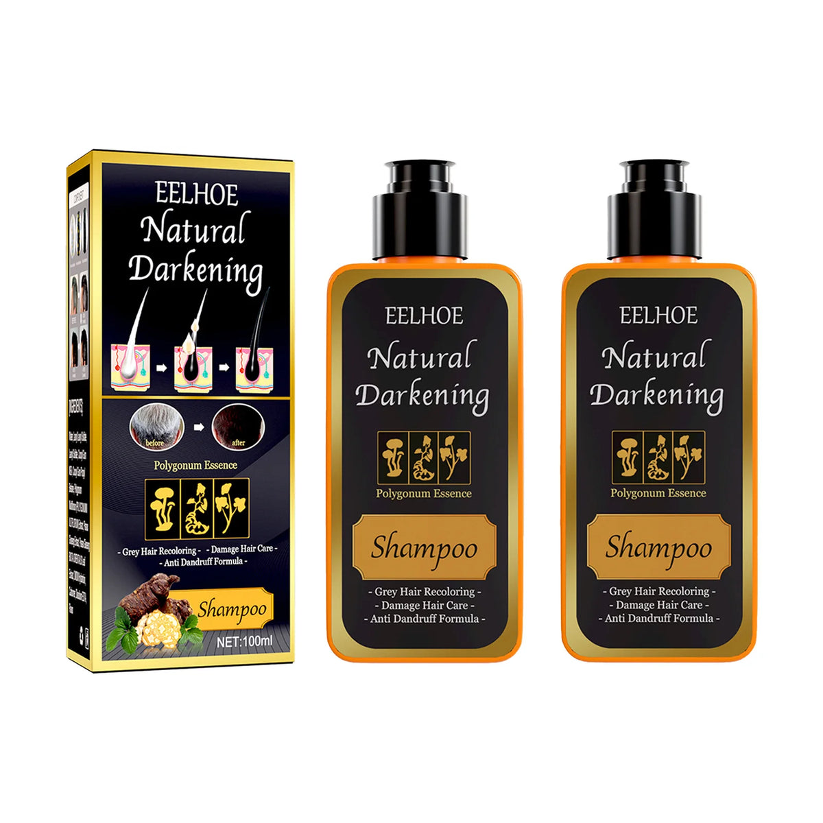 Herbal Black Dye Shampoo Hair Coloring Care