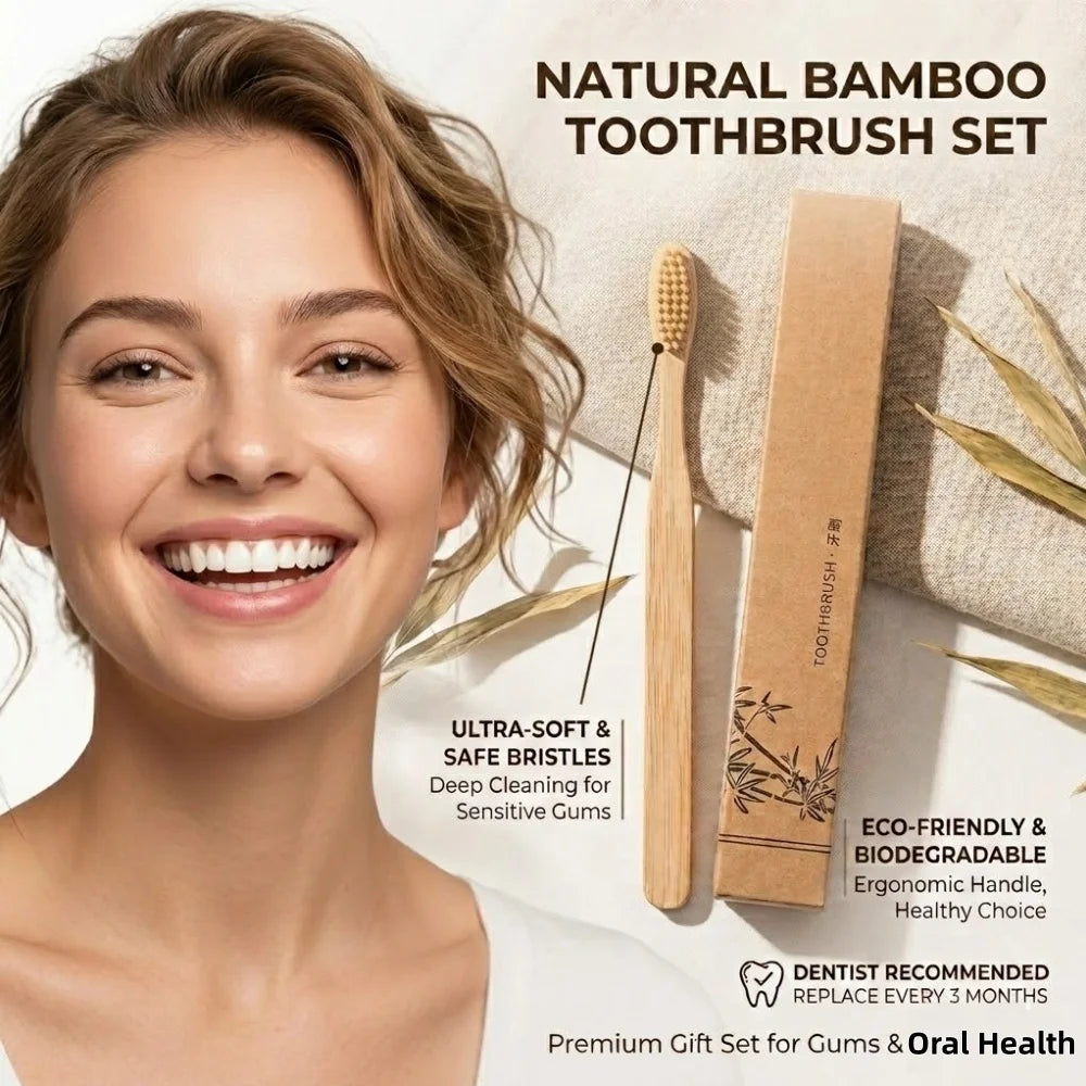 Natural Bamboo Toothbrush Biodegradable Eco Friendly Oral Care
