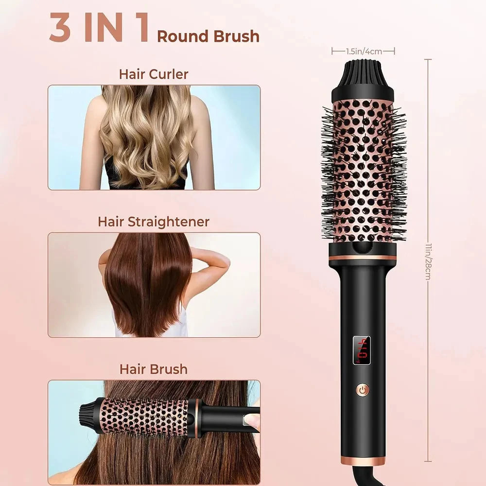 Three In One Ionic Hair Curler Straightener Styling Brush