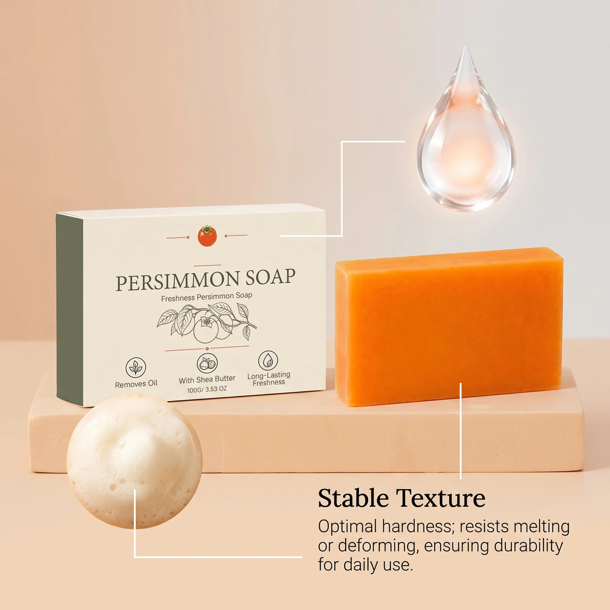 Persimmon Soap Bar Face Body Cleansing Moisturizing